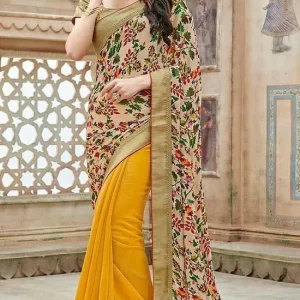 Woven Design Zari Banarasi Saree - Golden, M